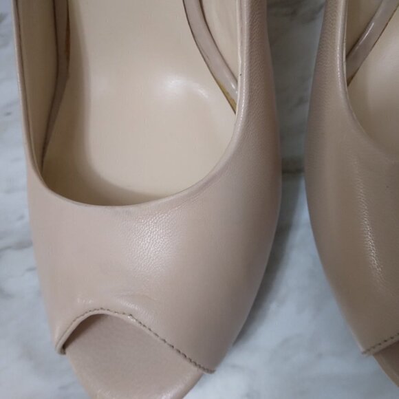 Nine West | "Camya" Peep Toe Heels Nude Blush Beige | Size 9M - Picture 12 of 12